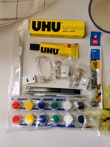 UHU强力胶水diy手工制作模型材料包 美工刀雕刻刀LED灯带丙烯颜料